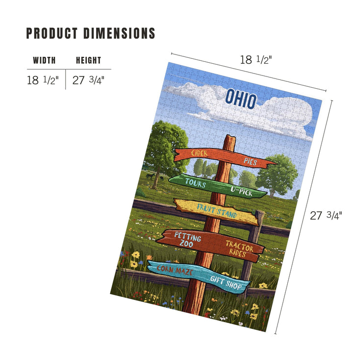 Ohio, Signpost, Orchard, Jigsaw Puzzle Puzzle Lantern Press