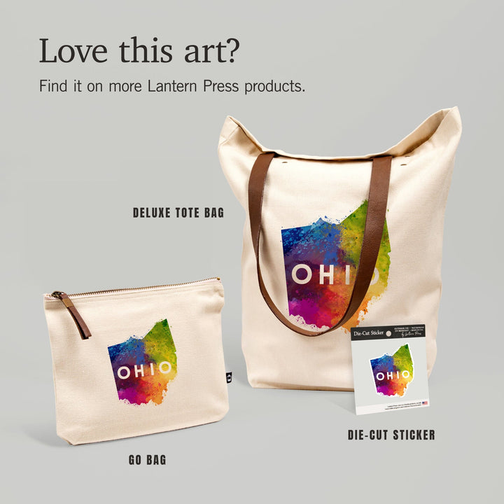 Ohio, State Abstract Watercolor, Contour, Lantern Press Artwork, Vinyl Sticker Sticker Lantern Press