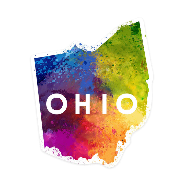 Ohio, State Abstract Watercolor, Contour, Lantern Press Artwork, Vinyl Sticker Sticker Lantern Press