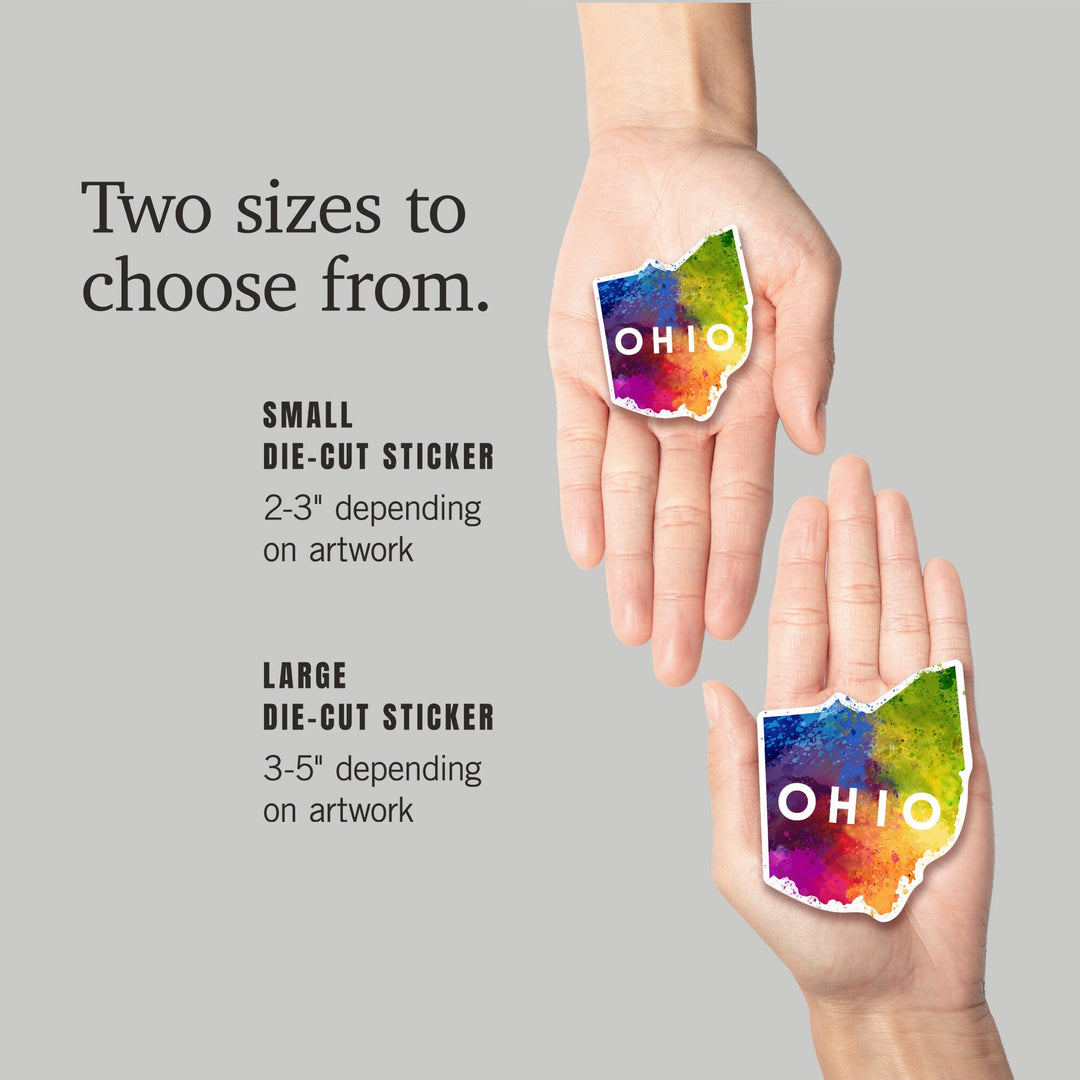 Ohio, State Abstract Watercolor, Contour, Lantern Press Artwork, Vinyl Sticker Sticker Lantern Press