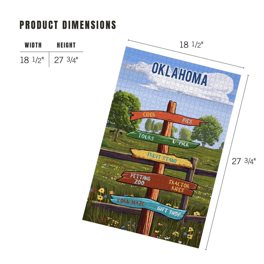 Oklahoma, Signpost, Orchard, Jigsaw Puzzle Puzzle Lantern Press