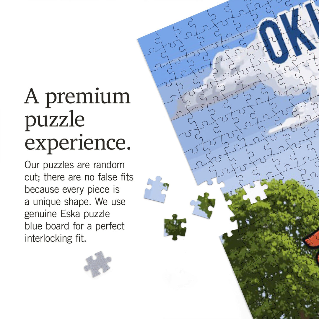 Oklahoma, Signpost, Orchard, Jigsaw Puzzle Puzzle Lantern Press