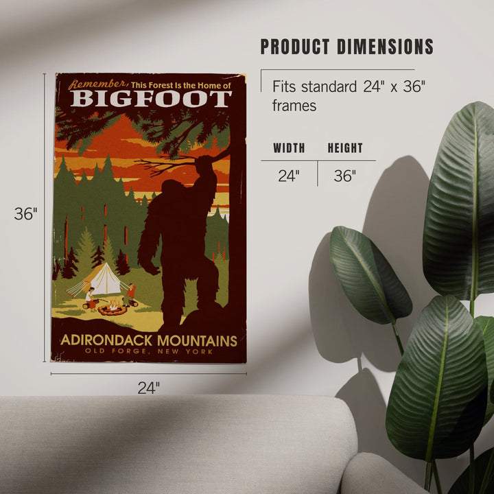 Old Forge, New York, Adirondack Mountains, Home of Bigfoot, Art & Giclee Prints Art Lantern Press