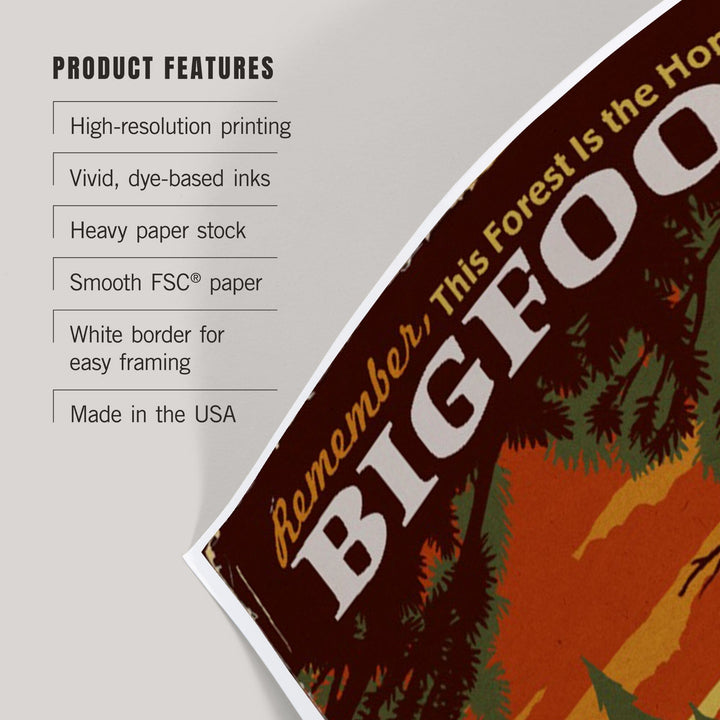 Old Forge, New York, Adirondack Mountains, Home of Bigfoot, Art & Giclee Prints Art Lantern Press