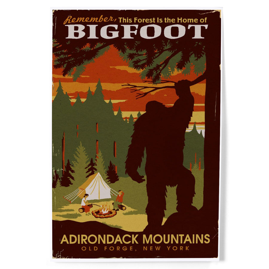 Old Forge, New York, Adirondack Mountains, Home of Bigfoot, Art & Giclee Prints Art Lantern Press