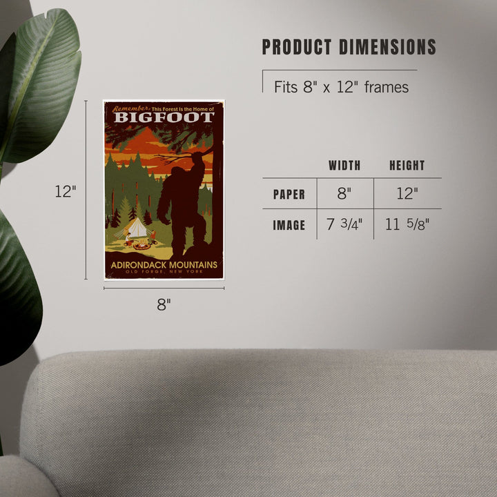 Old Forge, New York, Adirondack Mountains, Home of Bigfoot, Art & Giclee Prints Art Lantern Press