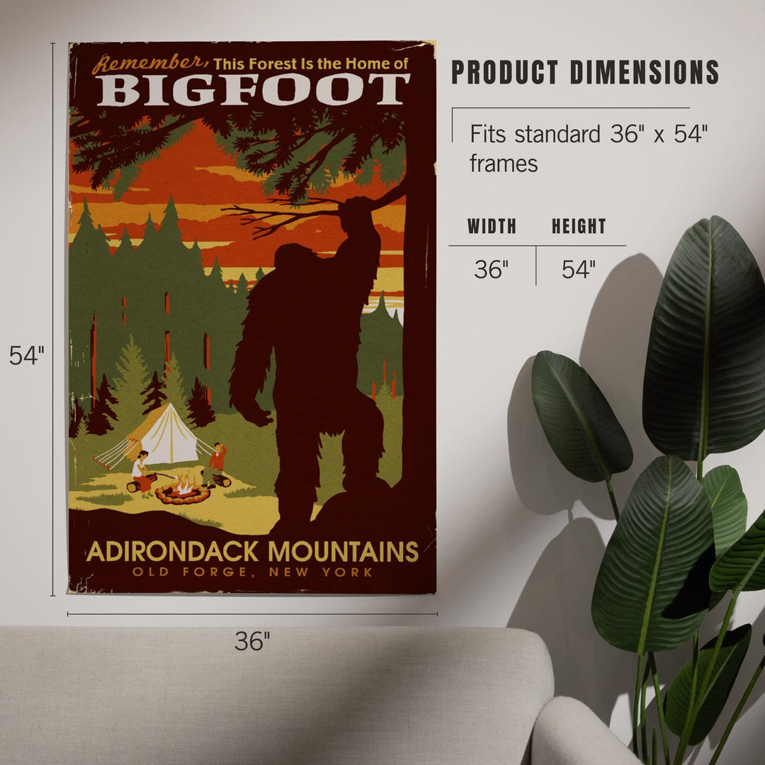 Old Forge, New York, Adirondack Mountains, Home of Bigfoot, Art & Giclee Prints Art Lantern Press