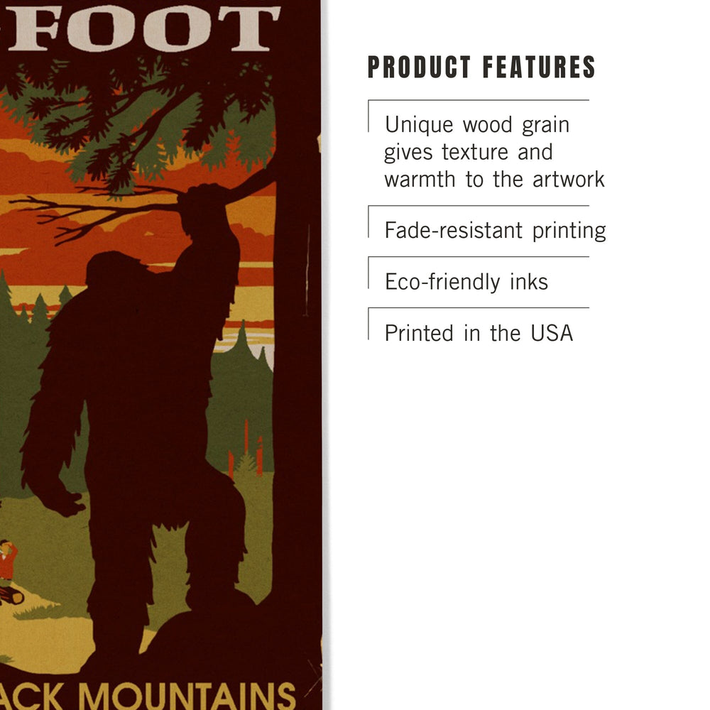 Old Forge, New York, Adirondack Mountains, Home of Bigfoot, Lantern Press Artwork, Wood Signs and Postcards Wood Lantern Press