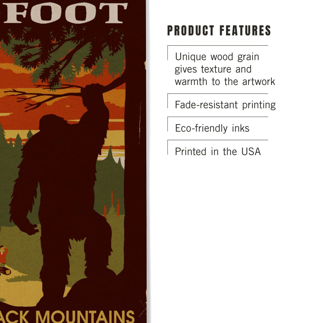 Old Forge, New York, Adirondack Mountains, Home of Bigfoot, Lantern Press Artwork, Wood Signs and Postcards Wood Lantern Press