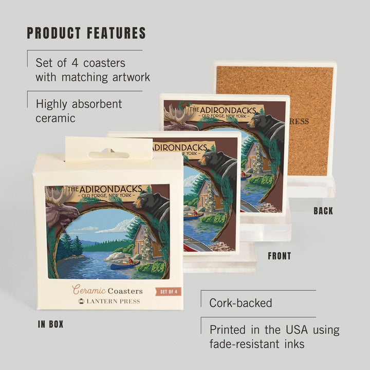 Old Forge, New York, The Adirondacks Scene, Coasters Coasters Lantern Press