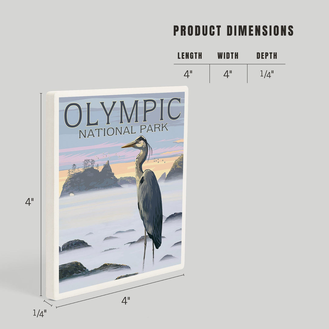 Olympic National Park, Heron and Fog Shoreline, Coasters Coasters Lantern Press