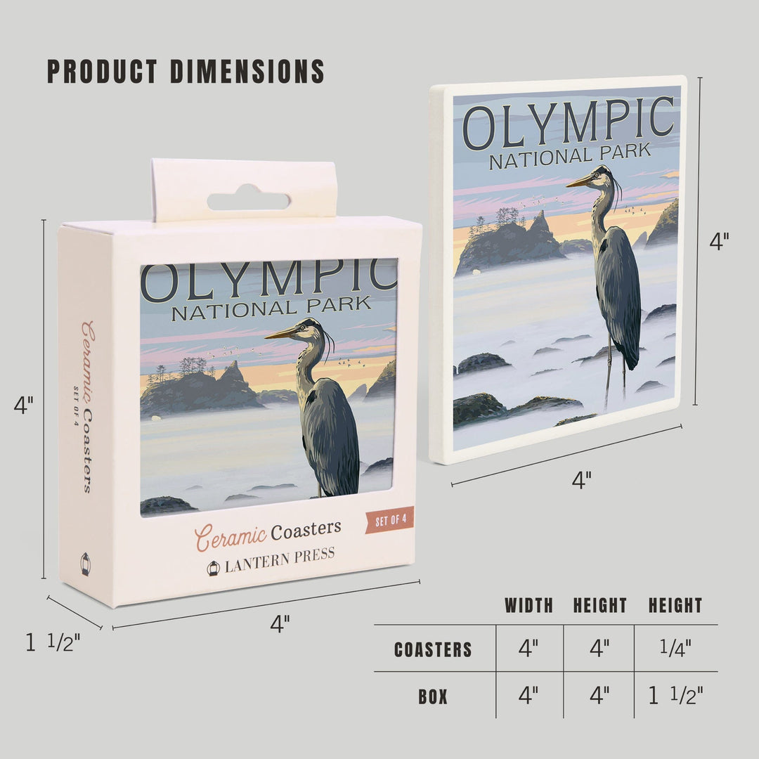 Olympic National Park, Heron and Fog Shoreline, Coasters Coasters Lantern Press