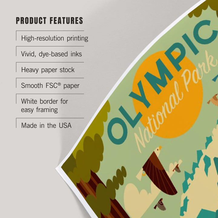 Olympic National Park, Washington, Geometric National Park Series, Art & Giclee Prints Art Lantern Press