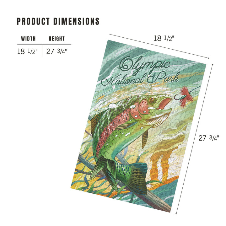 Olympic National Park, Washington, Get Outside Series, Underwater Trout with Dry Fly Puzzle Lantern Press