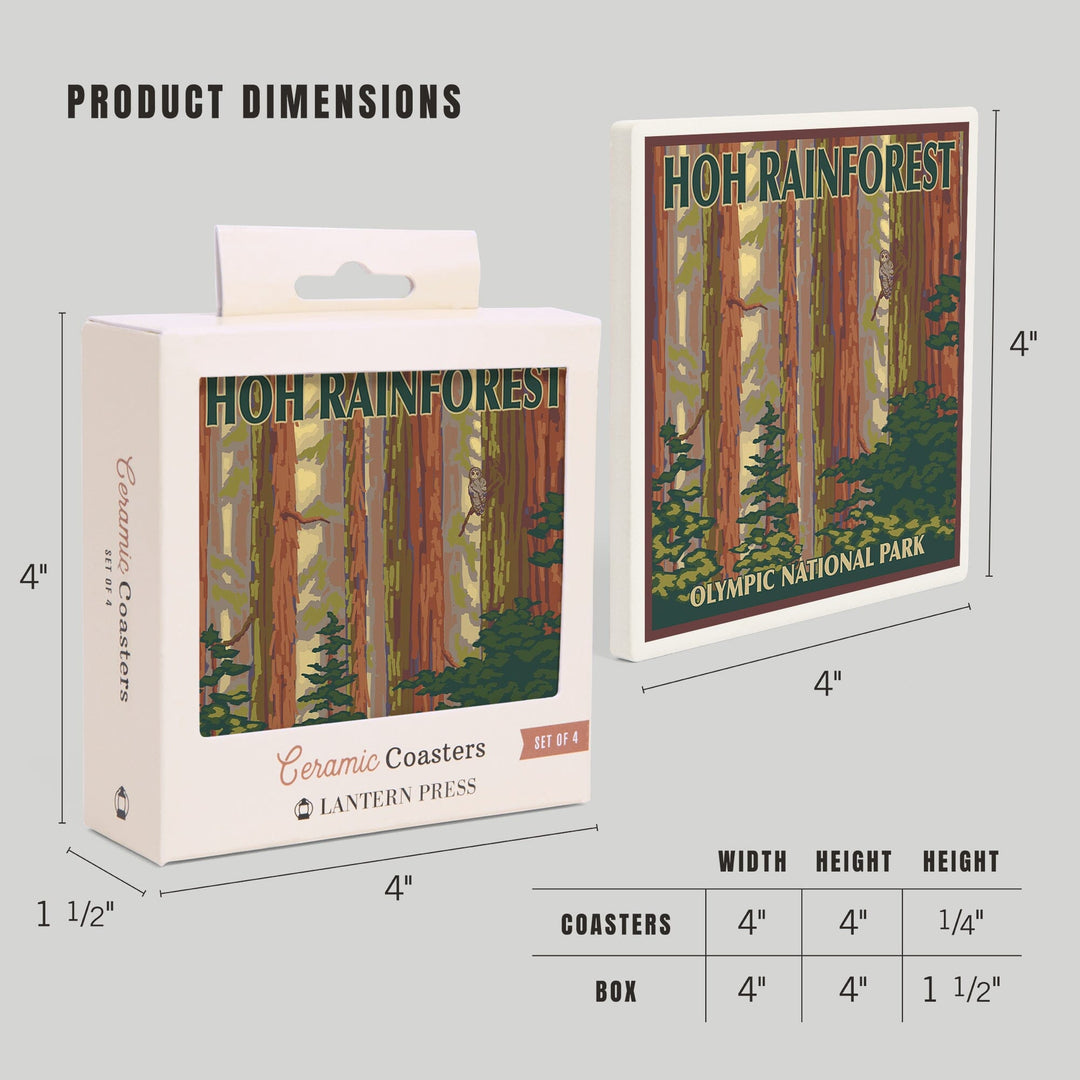 Olympic National Park, Washington, Hoh Rainforest, Coasters Coasters Lantern Press