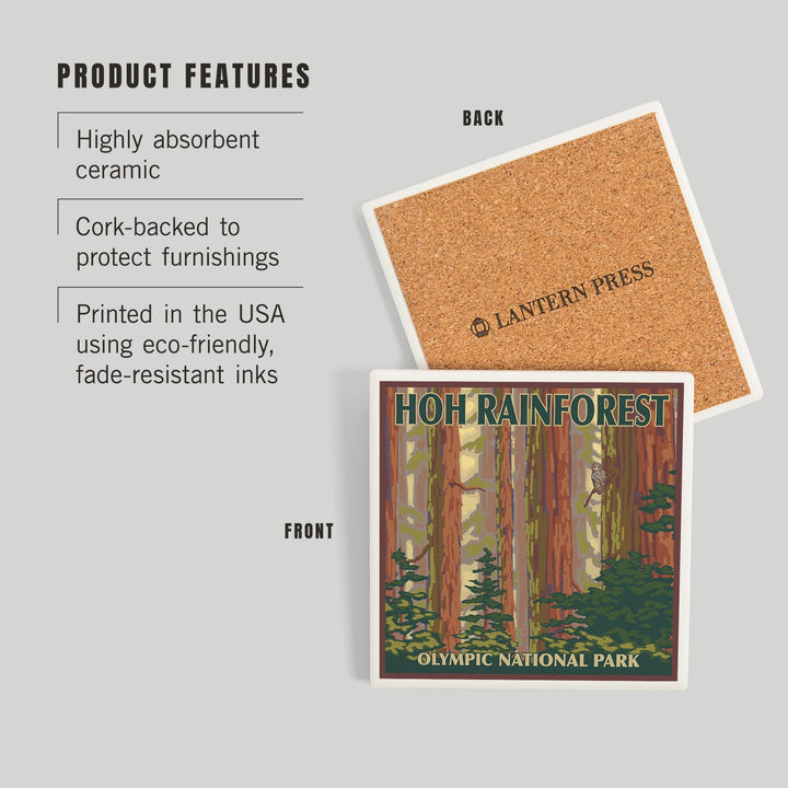 Olympic National Park, Washington, Hoh Rainforest, Coasters Coasters Lantern Press