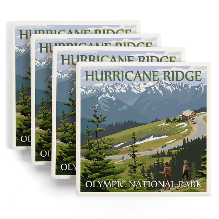 Olympic National Park, Washington, Hurricane Ridge and Hikers, Coasters Coasters Lantern Press