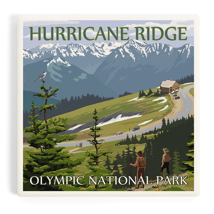 Olympic National Park, Washington, Hurricane Ridge and Hikers, Coasters Coasters Lantern Press