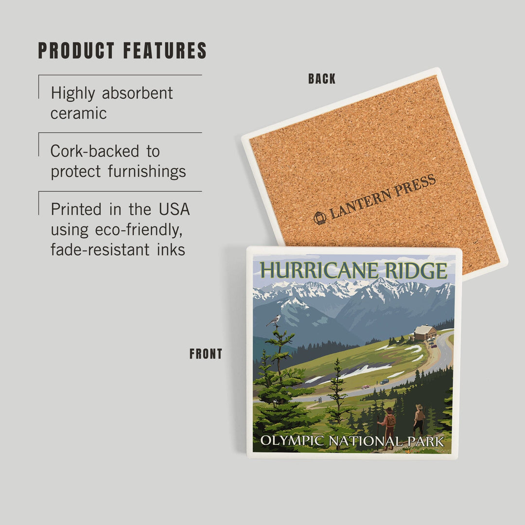 Olympic National Park, Washington, Hurricane Ridge and Hikers, Coasters Coasters Lantern Press