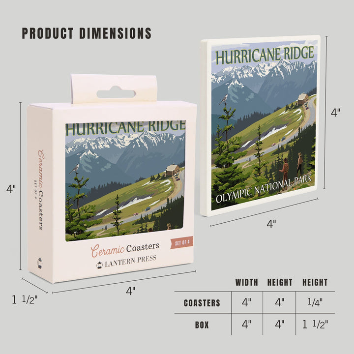 Olympic National Park, Washington, Hurricane Ridge and Hikers, Coasters Coasters Lantern Press