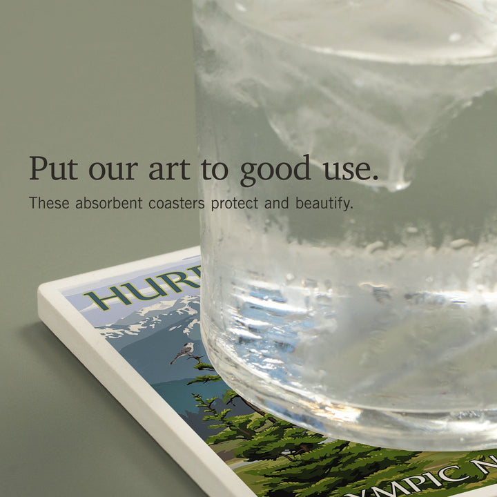 Olympic National Park, Washington, Hurricane Ridge and Hikers, Coasters Coasters Lantern Press