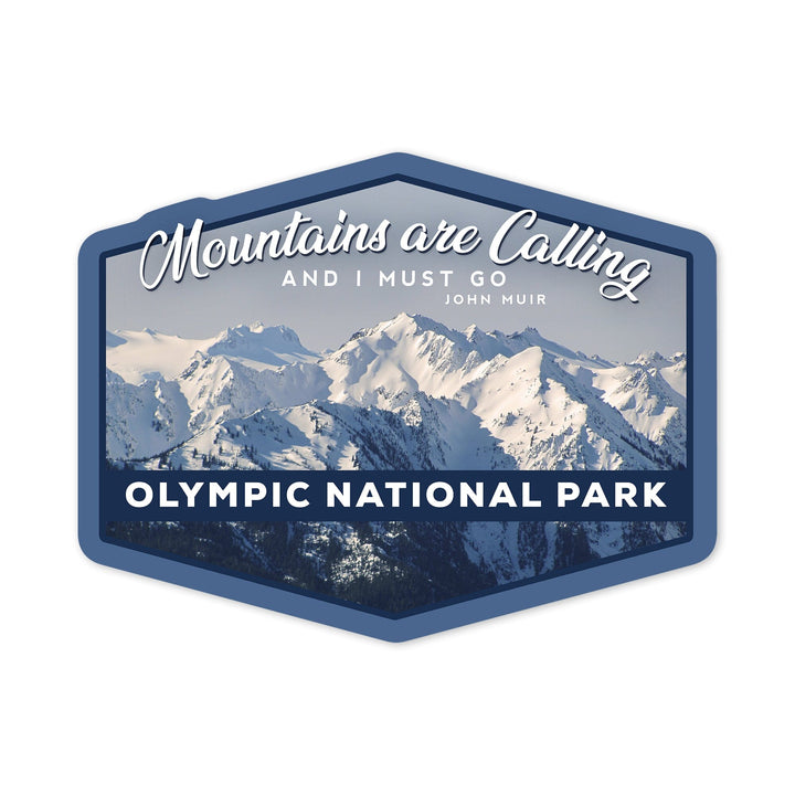 Olympic National Park, Washington, John Muir Mountains Quote, Contour, Vinyl Sticker Sticker Lantern Press