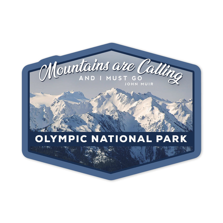 Olympic National Park, Washington, John Muir Mountains Quote, Contour, Vinyl Sticker Sticker Lantern Press