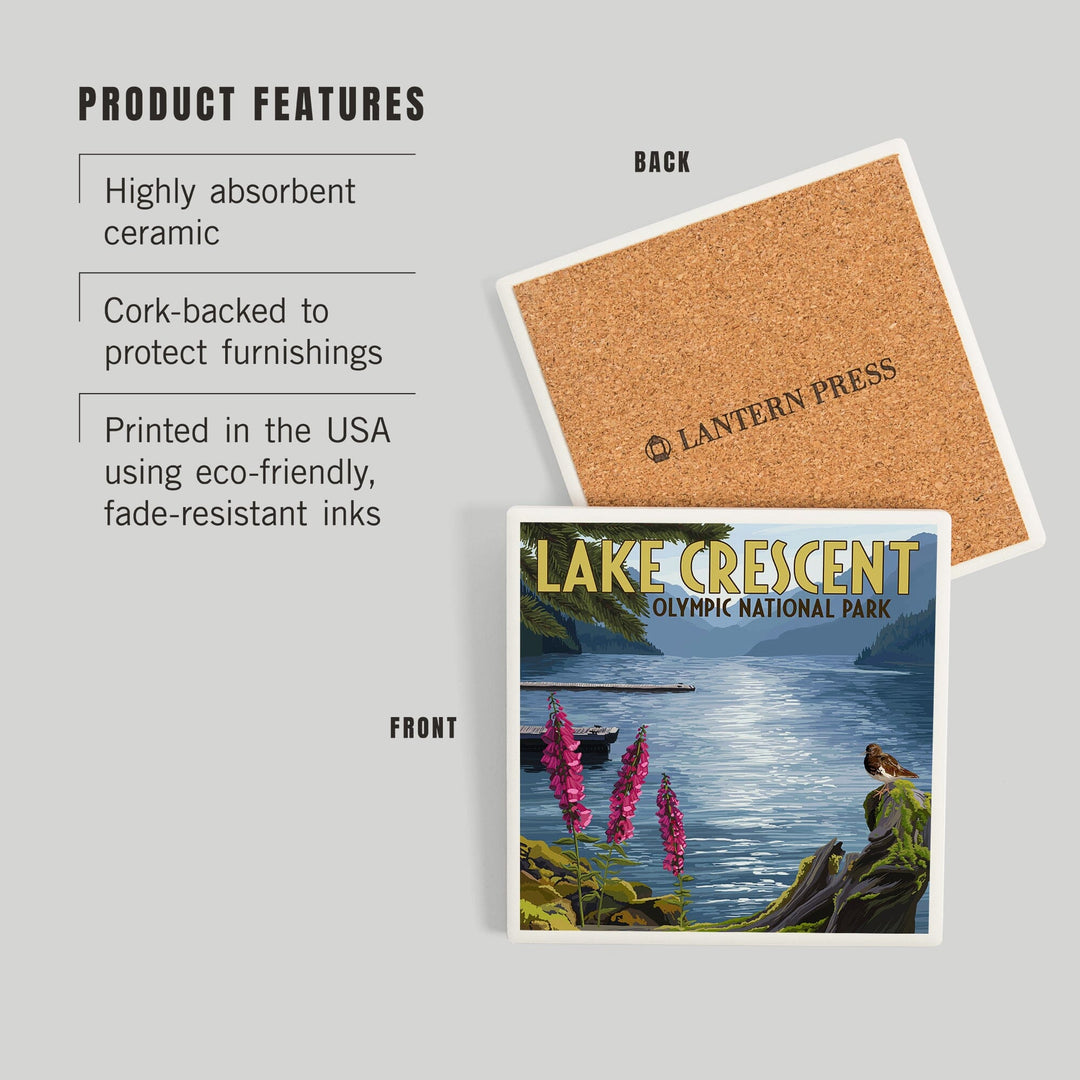 Olympic National Park, Washington, Lake Crescent, Coasters Coasters Lantern Press