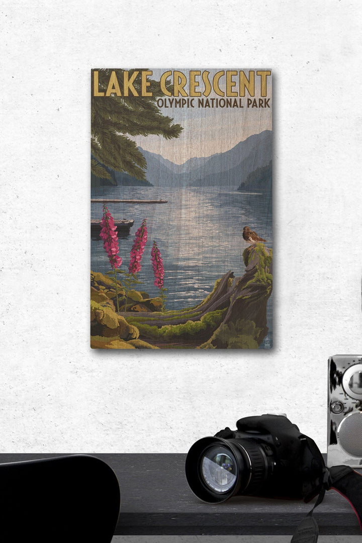 Olympic National Park, Washington, Lake Crescent, Lantern Press Artwork, Wood Signs and Postcards Wood Lantern Press 12 x 18 Wood Gallery Print