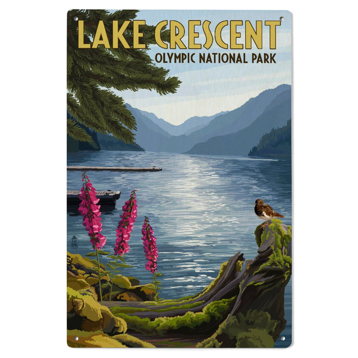 Olympic National Park, Washington, Lake Crescent, Lantern Press Artwork, Wood Signs and Postcards Wood Lantern Press