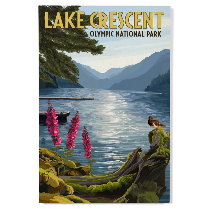 Olympic National Park, Washington, Lake Crescent, Lantern Press Artwork, Wood Signs and Postcards Wood Lantern Press
