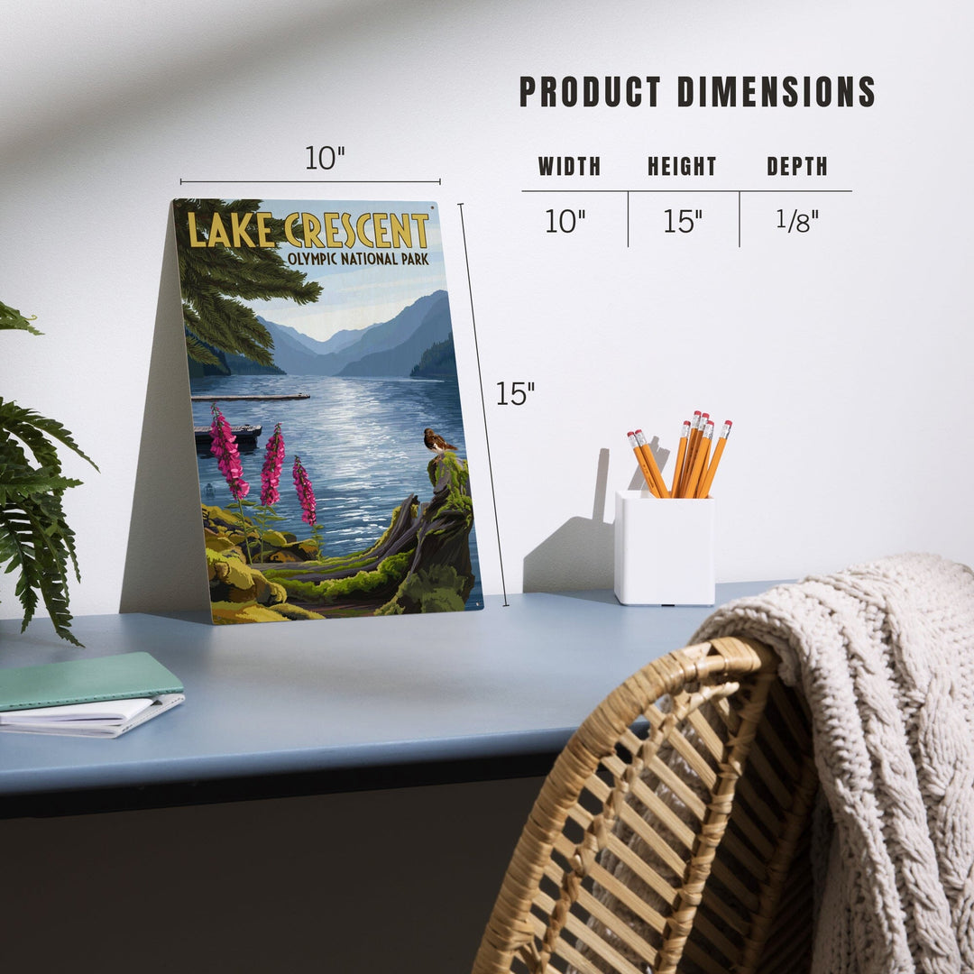 Olympic National Park, Washington, Lake Crescent, Lantern Press Artwork, Wood Signs and Postcards Wood Lantern Press