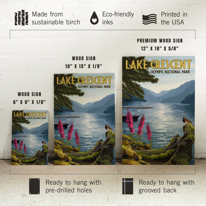 Olympic National Park, Washington, Lake Crescent, Lantern Press Artwork, Wood Signs and Postcards Wood Lantern Press