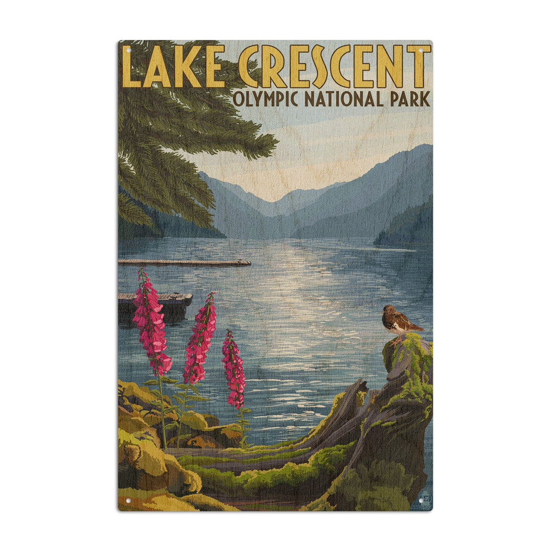 Olympic National Park, Washington, Lake Crescent, Lantern Press Artwork, Wood Signs and Postcards Wood Lantern Press 6x9 Wood Sign