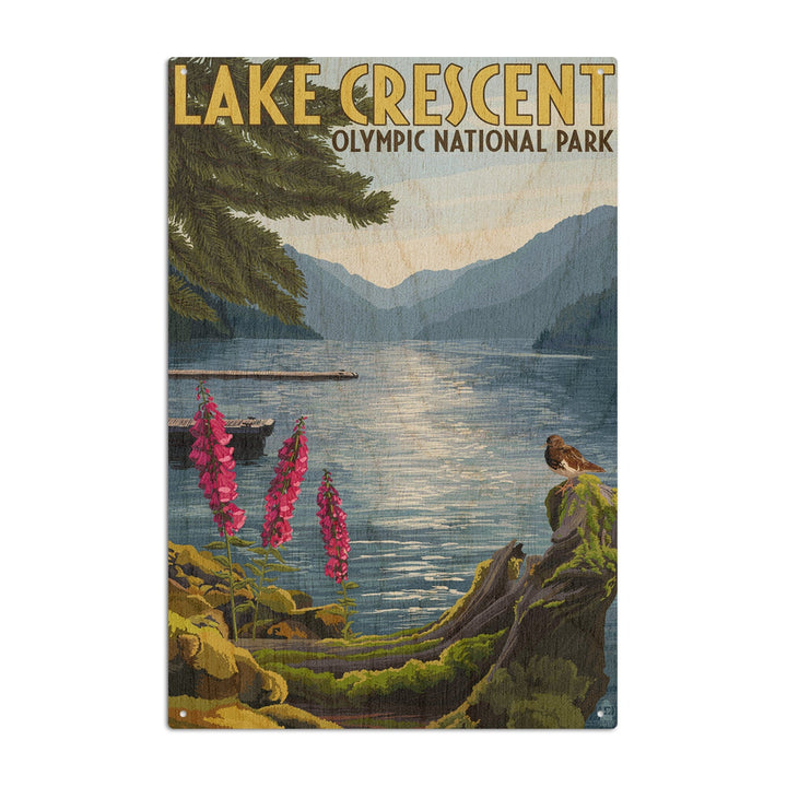 Olympic National Park, Washington, Lake Crescent, Lantern Press Artwork, Wood Signs and Postcards Wood Lantern Press 6x9 Wood Sign