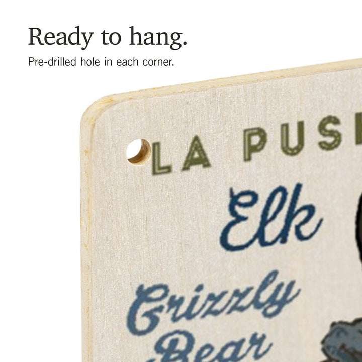 Olympic National Park, Washington, Mountain Range, Typography and Icons, Wood Signs and Postcards Wood Lantern Press