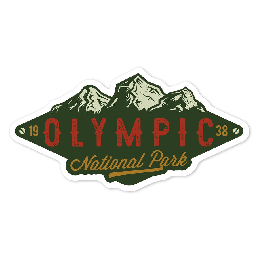 Olympic National Park, Washington, Mountains, Green, Contour, Lantern Press Artwork, Vinyl Sticker Sticker Lantern Press