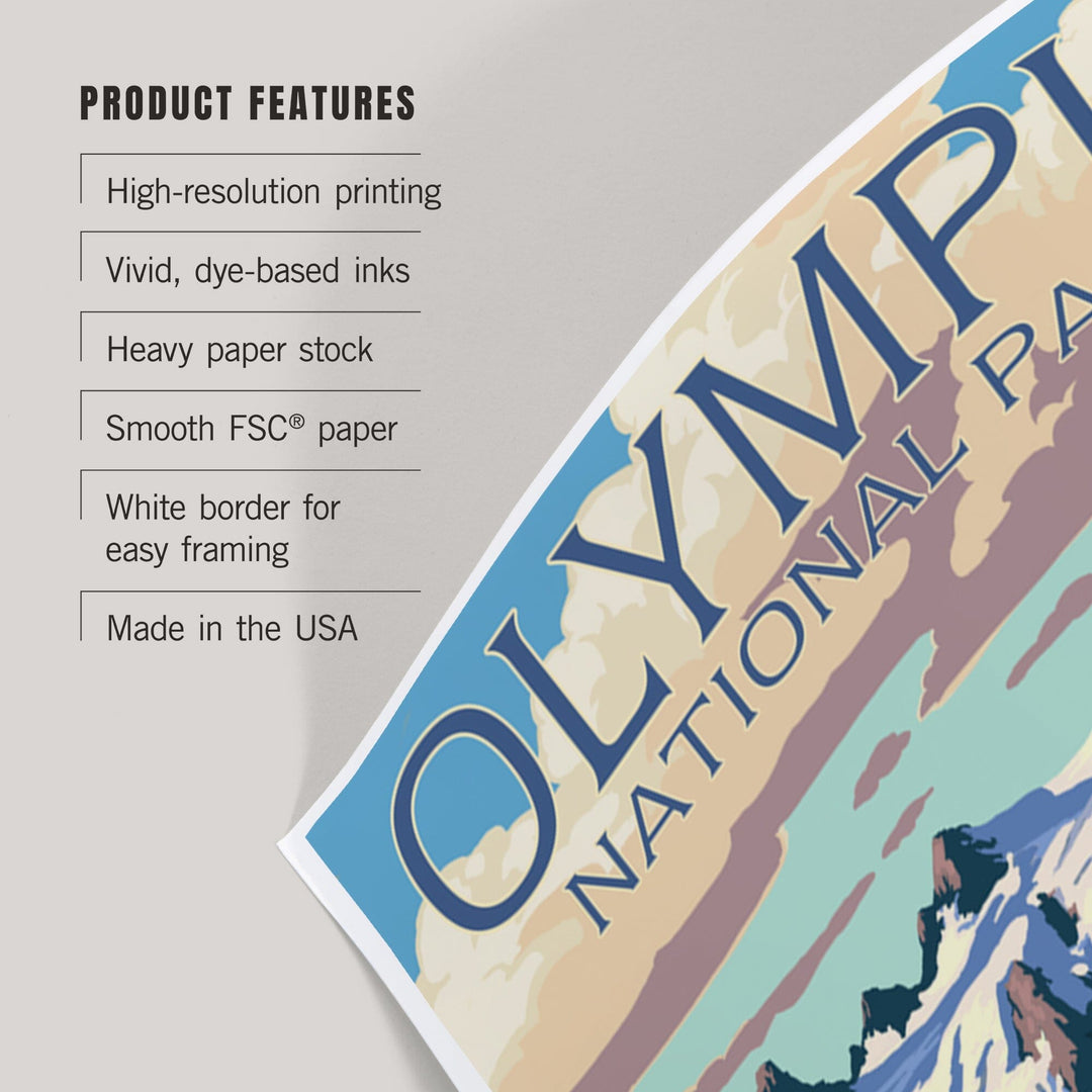 Olympic National Park, Washington, Mt. Olympus and Elk, Art & Giclee Prints Art Lantern Press
