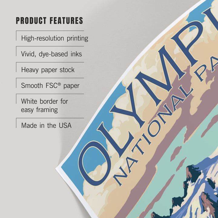 Olympic National Park, Washington, Mt. Olympus and Elk, Art & Giclee Prints Art Lantern Press