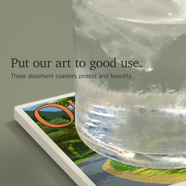 Olympic National Park, Washington, Park Entrance and Elk, Coasters Coasters Lantern Press