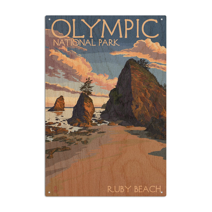 Olympic National Park, Washington, Ruby Beach, Lantern Press Artwork, Wood Signs and Postcards Wood Lantern Press 10 x 15 Wood Sign