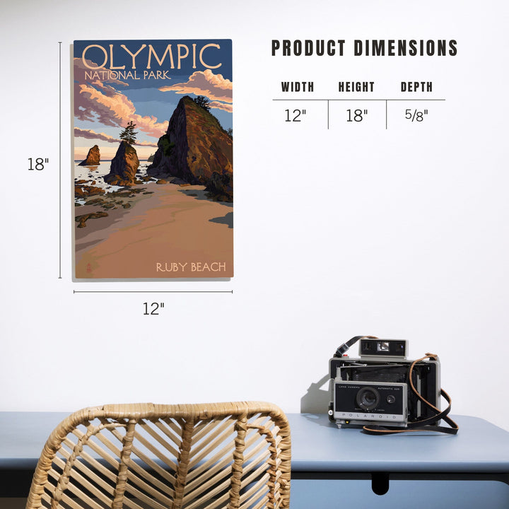 Olympic National Park, Washington, Ruby Beach, Lantern Press Artwork, Wood Signs and Postcards Wood Lantern Press