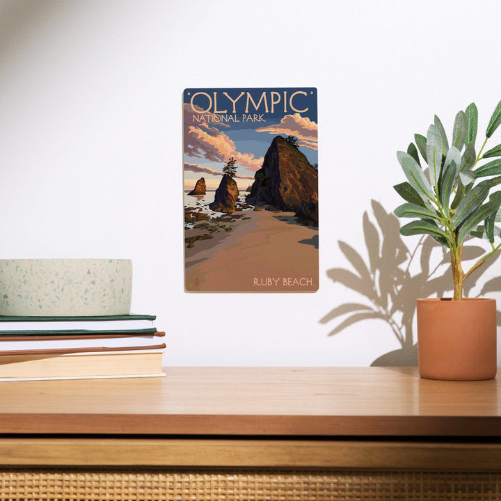 Olympic National Park, Washington, Ruby Beach, Lantern Press Artwork, Wood Signs and Postcards Wood Lantern Press