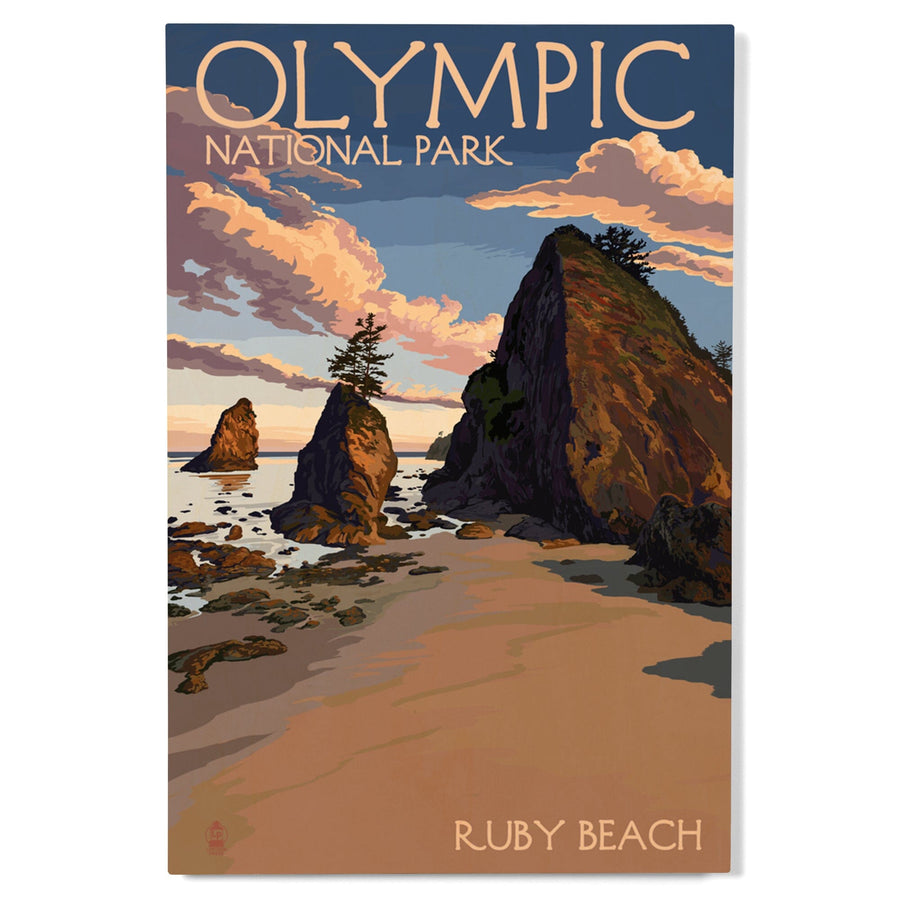 Olympic National Park, Washington, Ruby Beach, Lantern Press Artwork, Wood Signs and Postcards Wood Lantern Press