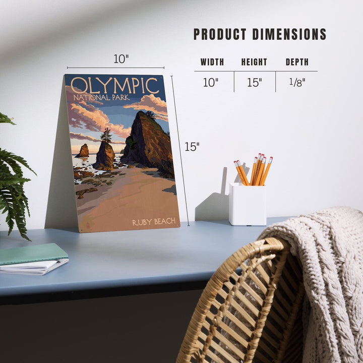 Olympic National Park, Washington, Ruby Beach, Lantern Press Artwork, Wood Signs and Postcards Wood Lantern Press
