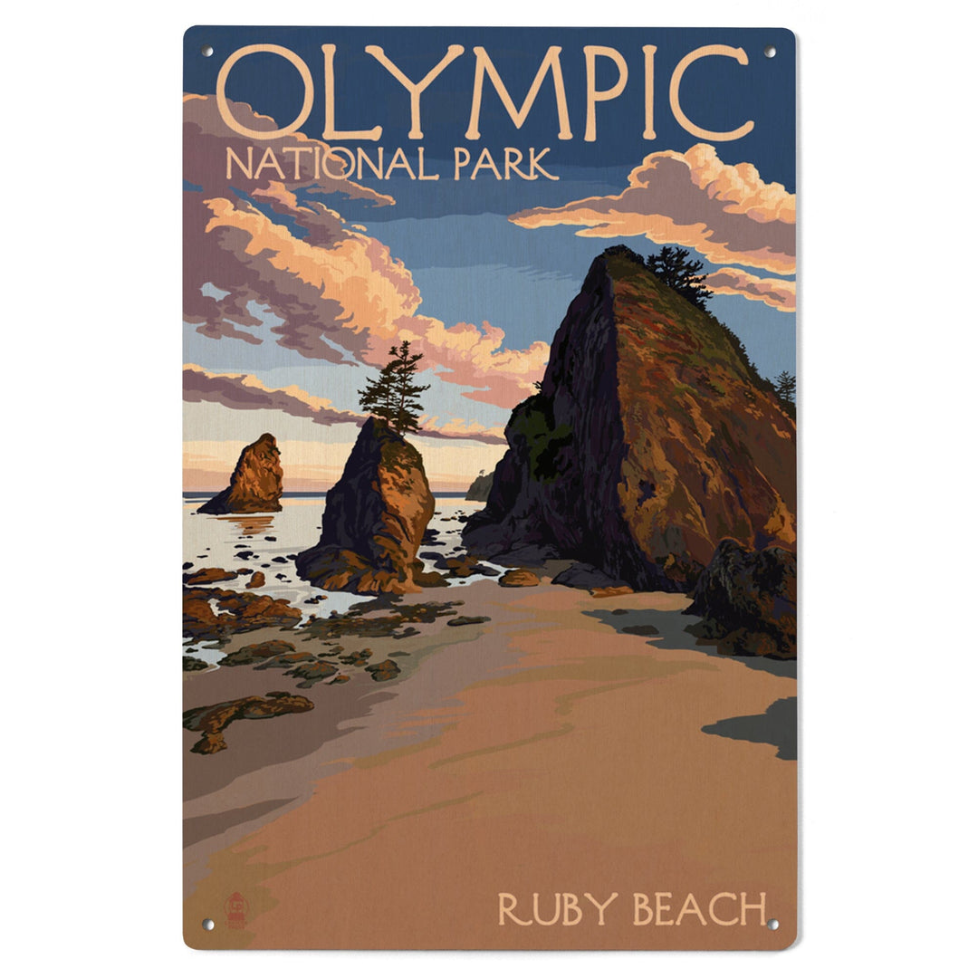 Olympic National Park, Washington, Ruby Beach, Lantern Press Artwork, Wood Signs and Postcards Wood Lantern Press