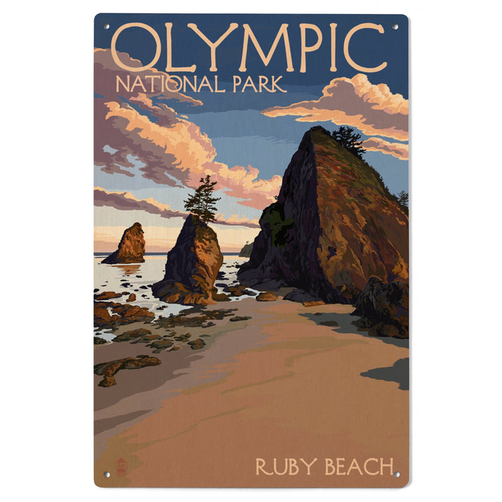 Olympic National Park, Washington, Ruby Beach, Lantern Press Artwork, Wood Signs and Postcards Wood Lantern Press
