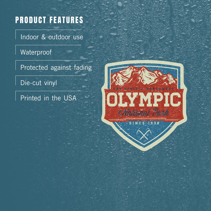 Olympic National Park, Washington, The Pacific Northwest, Contour, Lantern Press Artwork, Vinyl Sticker Sticker Lantern Press