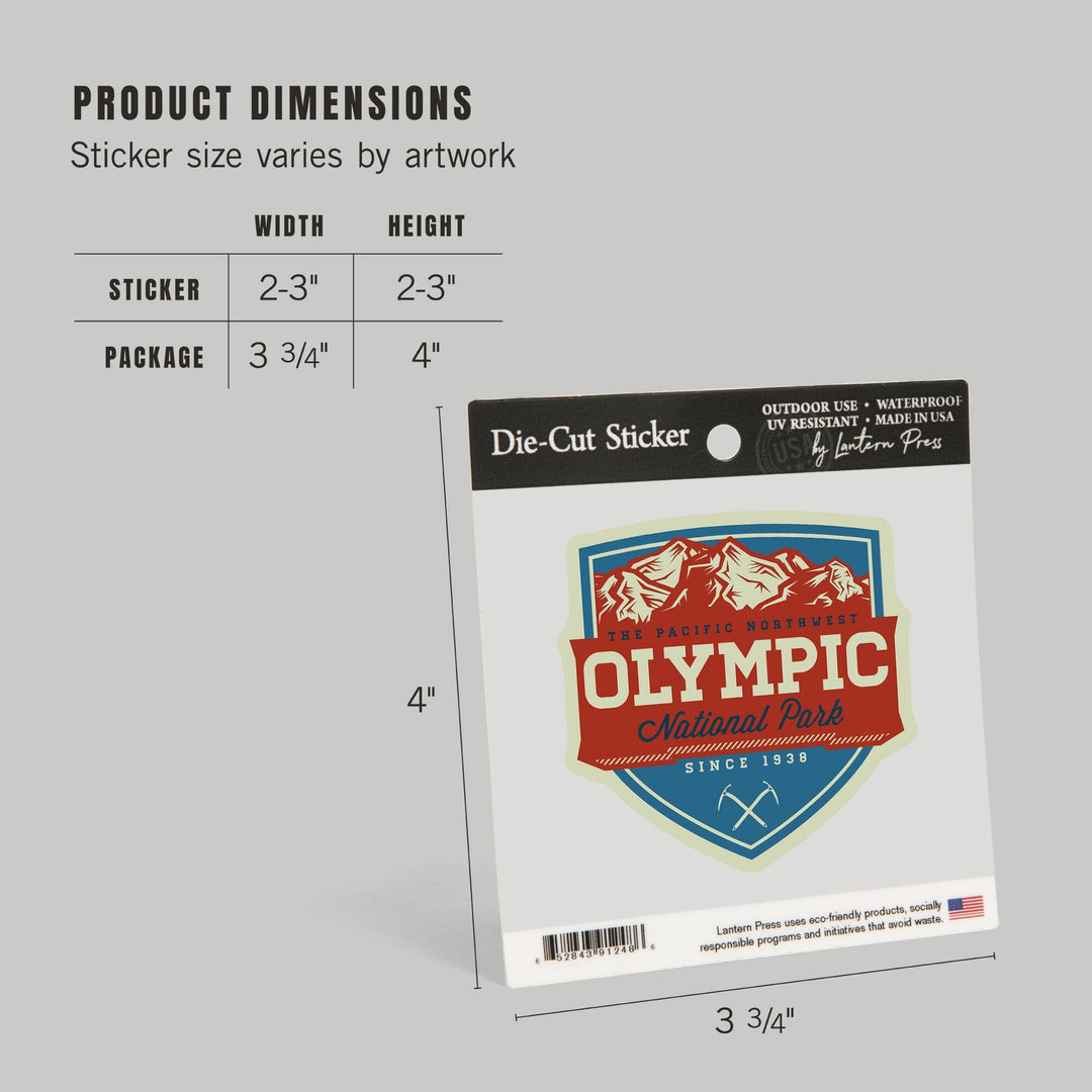 Olympic National Park, Washington, The Pacific Northwest, Contour, Lantern Press Artwork, Vinyl Sticker Sticker Lantern Press