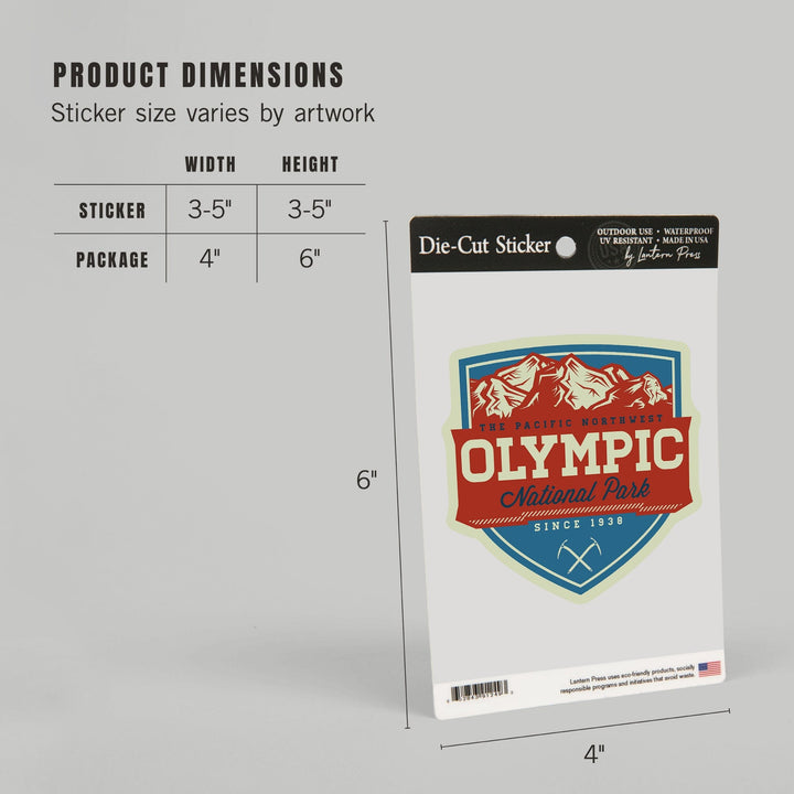 Olympic National Park, Washington, The Pacific Northwest, Contour, Lantern Press Artwork, Vinyl Sticker Sticker Lantern Press